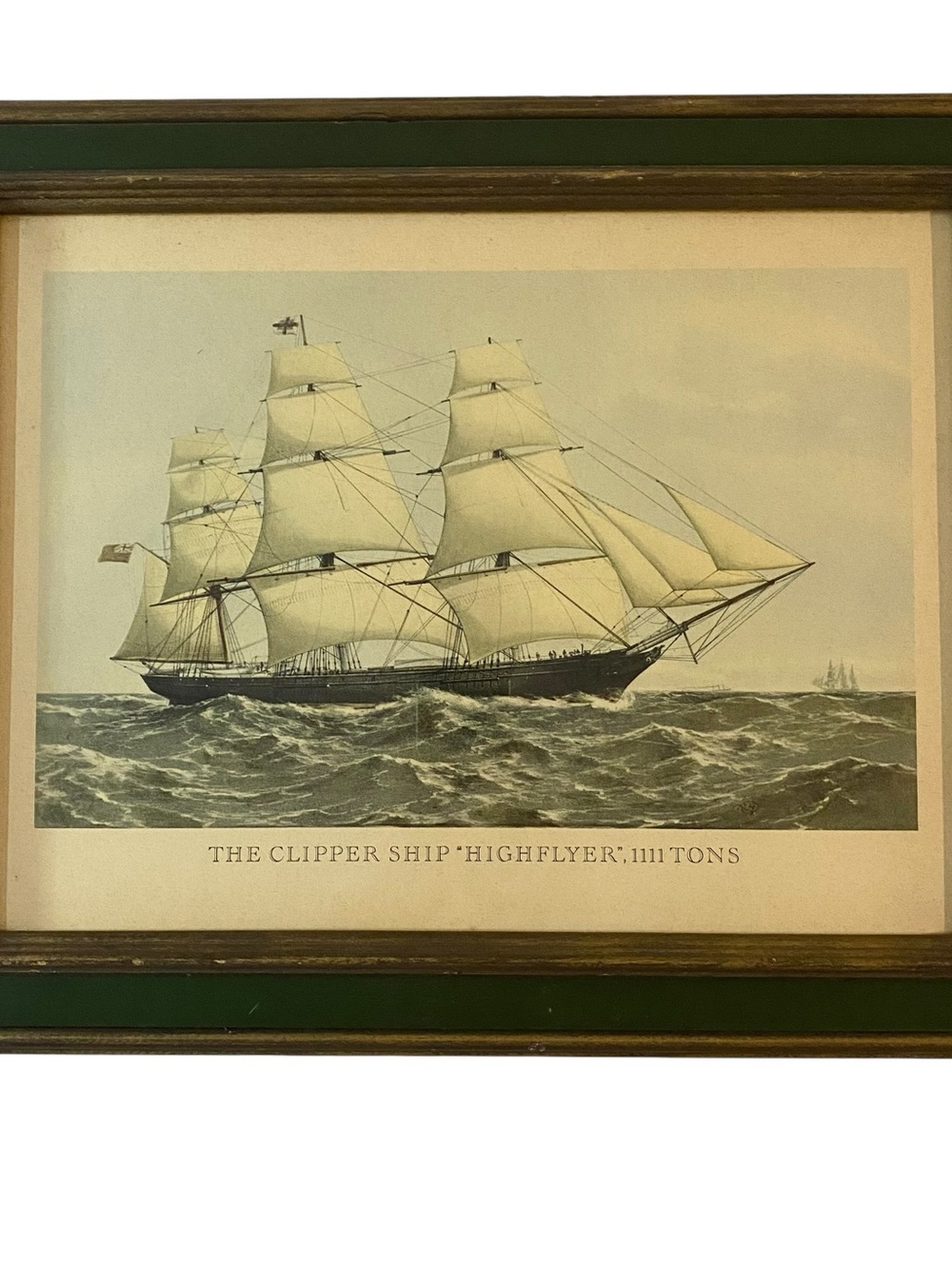 Vintage The Clipper Ship High Flyer Lithograph Framed Print Nautical - Picture 8 of 8